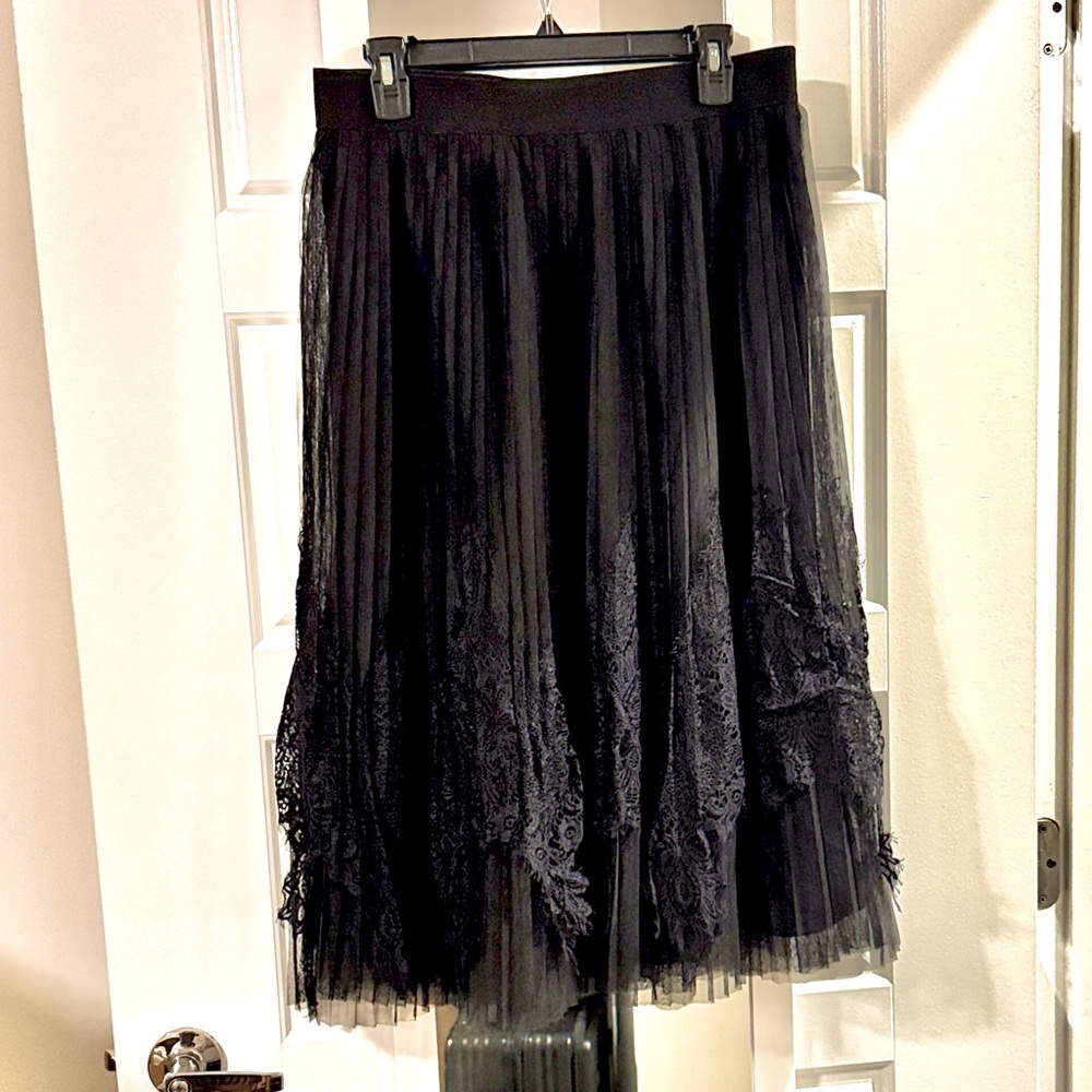 Elegant Black Lace Overlay Skirt